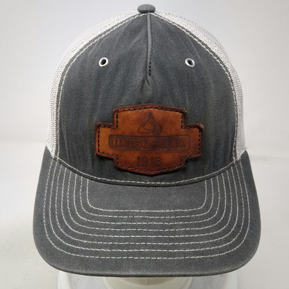 Richardson Trucker Hat Gray White One Size Idaho Steel 1918 Leather Patch Mesh