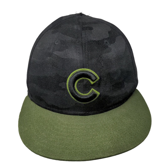 New Era Men's Fitted Camo Hat Size 7 1/2 Embroidered Chicago Cubs Logo Stars