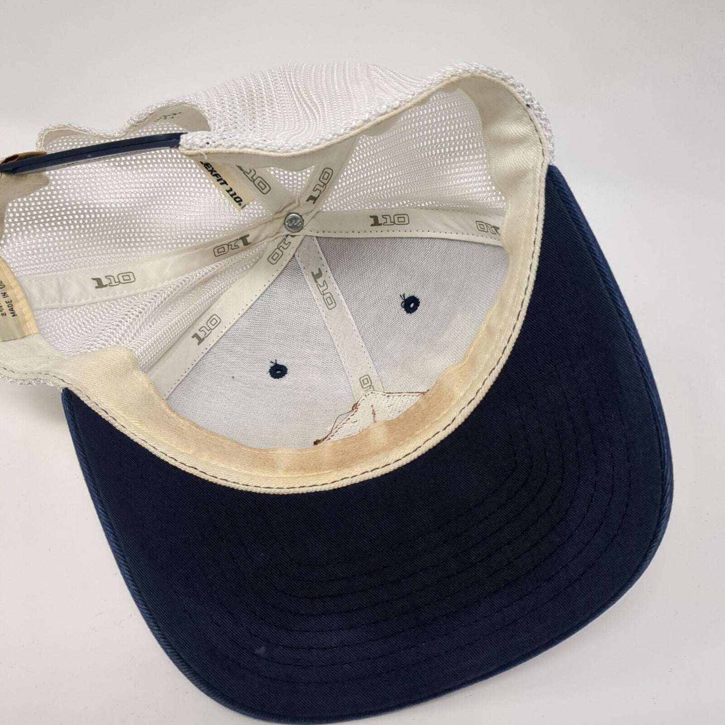 Browning Snapback Trucker Hat Blue One Size Adjustable Leather Patch Mesh Back