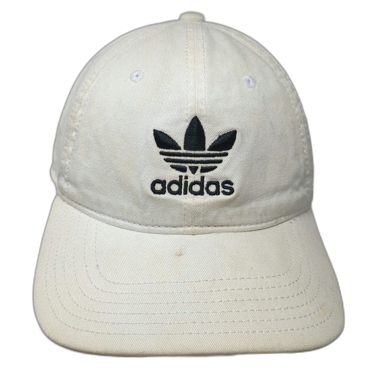 Adidas Baseball Cap Beige Black OSFM Trefoil Logo Strapback Gray Underbrim Hat