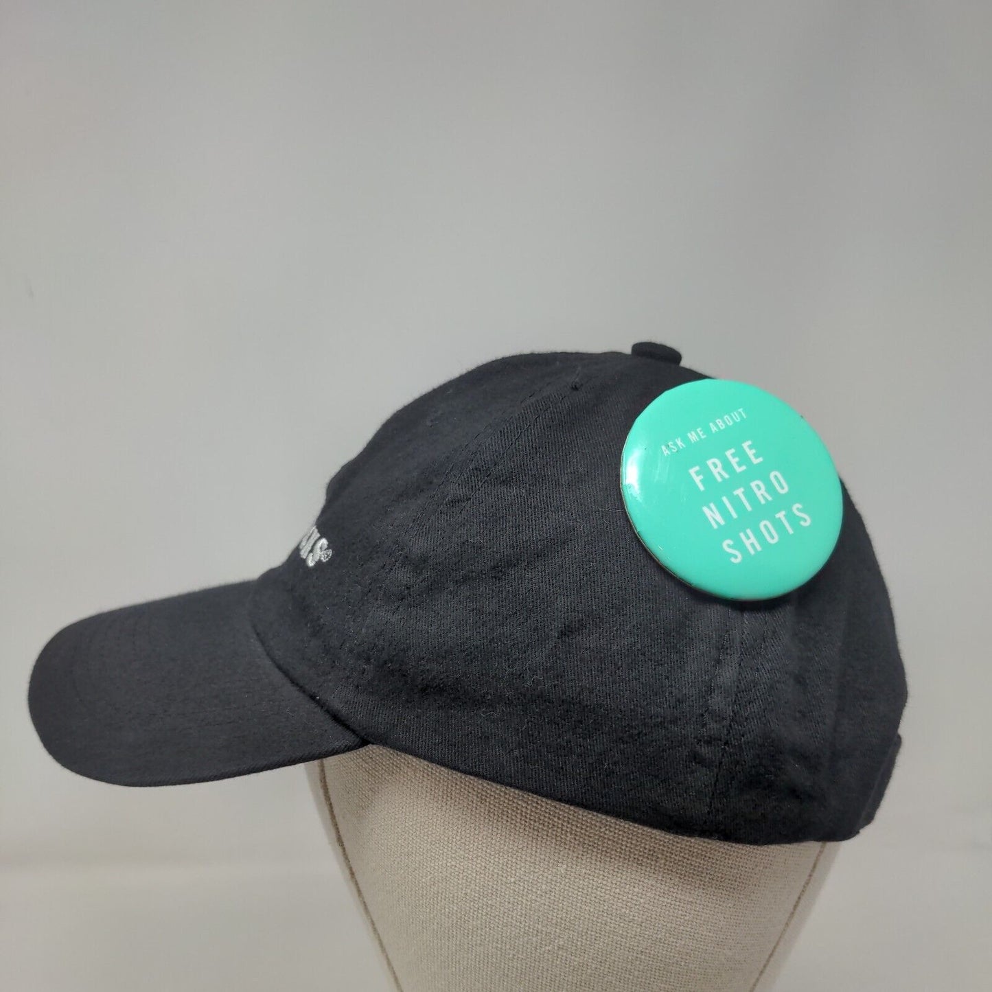 Starbucks Strapback Hat Black OS Adjustable Embroidered Vented Holes 6 Panel