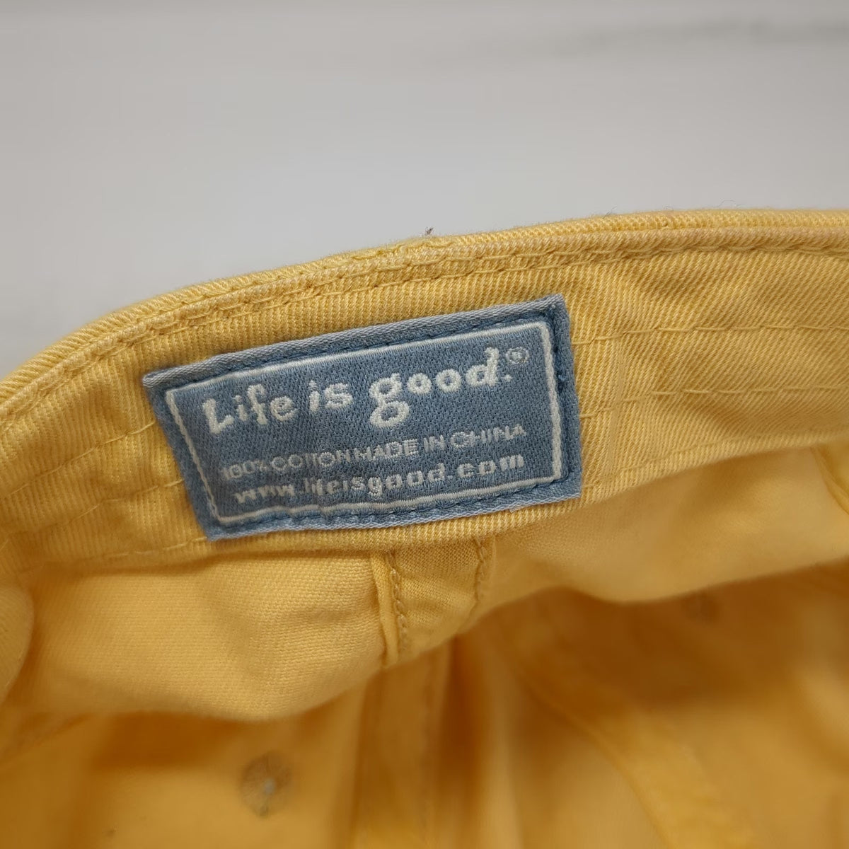 Life is Good Baseball Cap Yellow One Size Flip Flops Embroidered Cotton Hat
