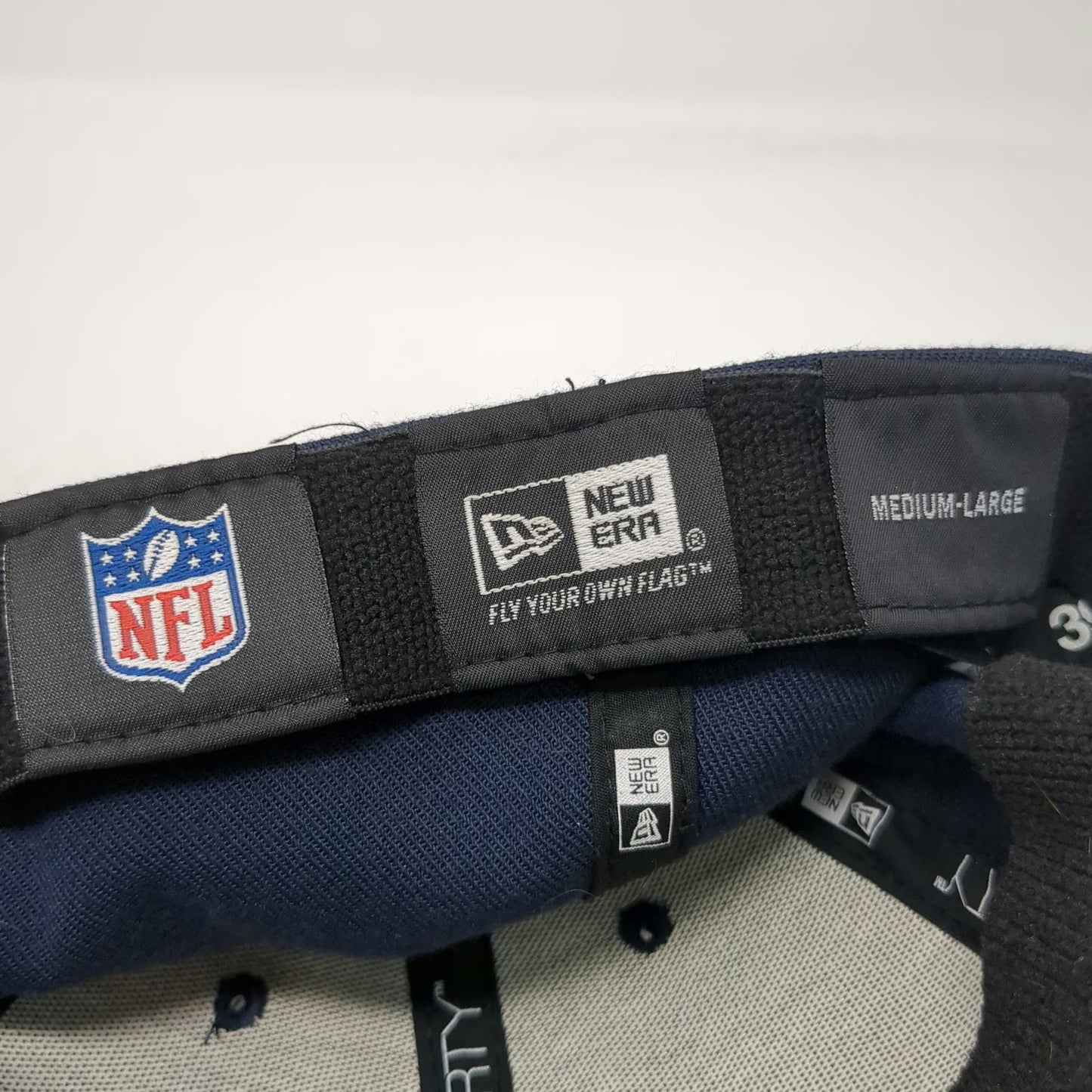 New Era NFL Shield Logo Blue L 39THIRTY Stretch Fit Embroidered Curved Brim Hat