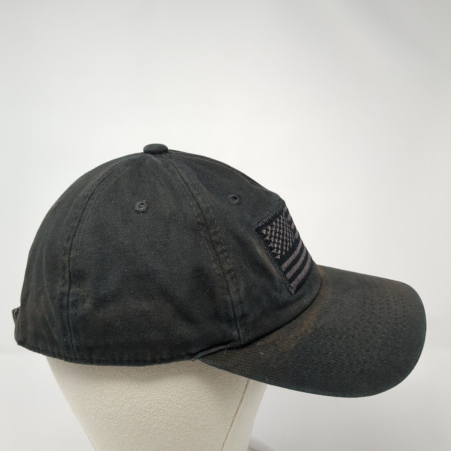 USA Flag Slideback Baseball Cap Black One Size Adjustable Embroidered Patriotic