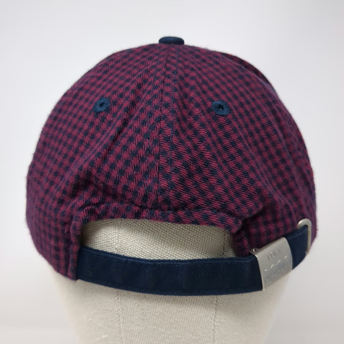 Port Authority Baseball Cap Blue Red One Size Gingham FMC Logo Cotton Hat