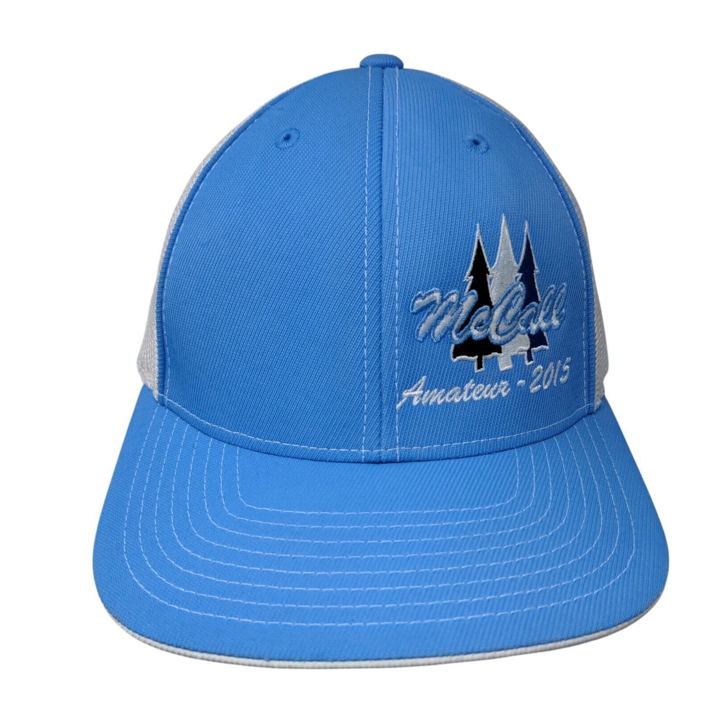 McCall Amateur 2015 Fitted Trucker Hat Blue L/XL Embroidered Mesh Back