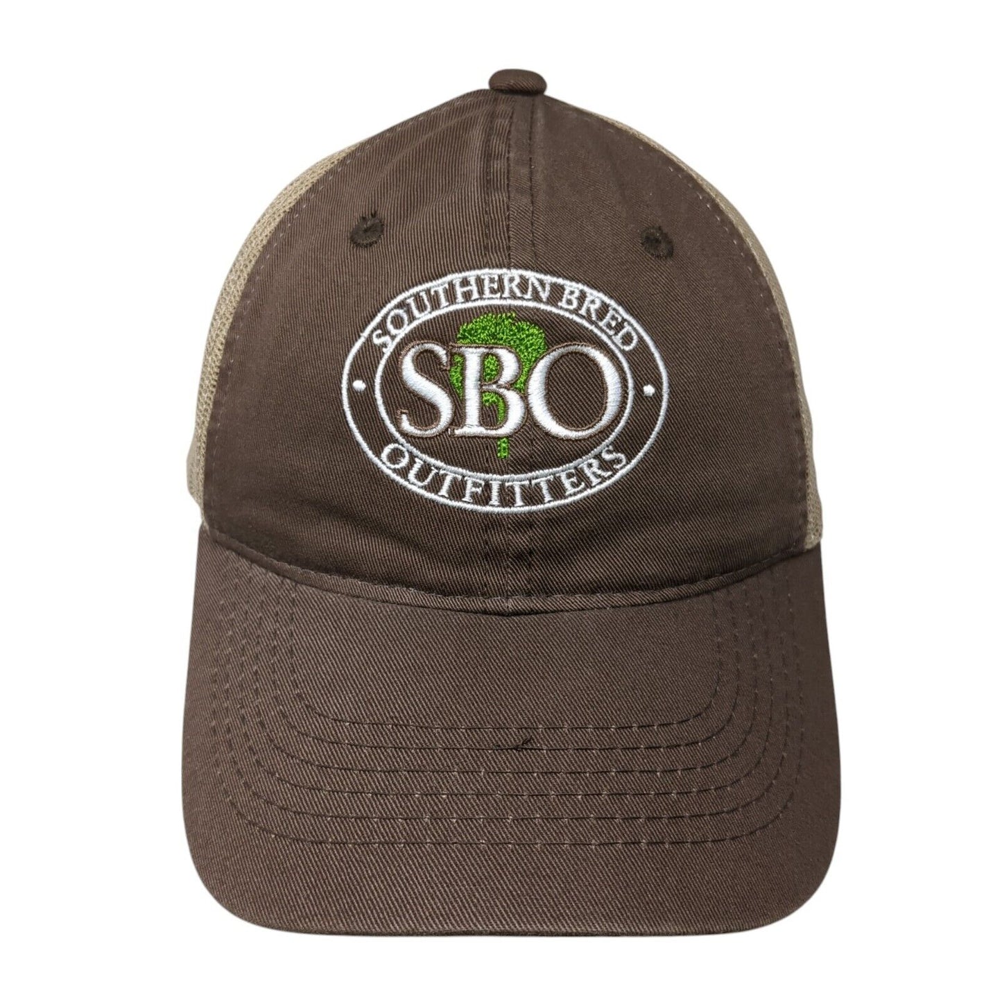 SBO Southern Bred Outfitters Strapback Trucker Hat Brown OS Adjustable Mesh Back