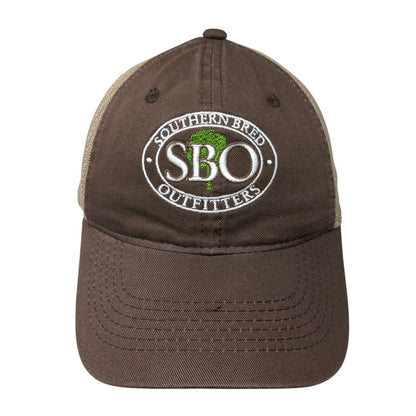SBO Southern Bred Outfitters Strapback Trucker Hat Brown OS Adjustable Mesh Back