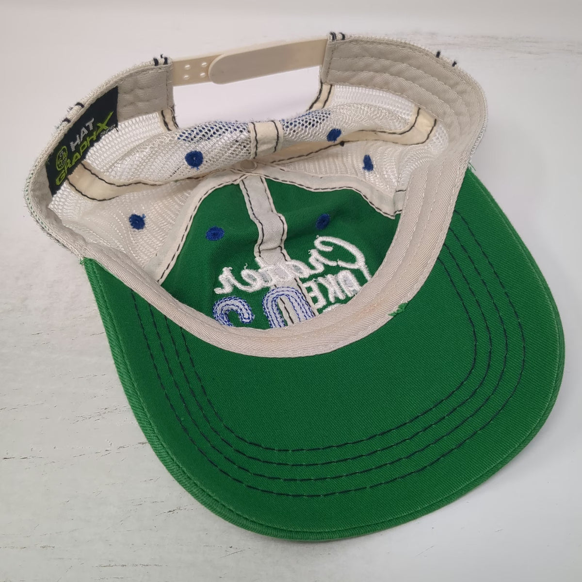 Hat Graphix 360 Trucker Hat Green White Blue OSFM Crater Lake NP Mesh Snapback