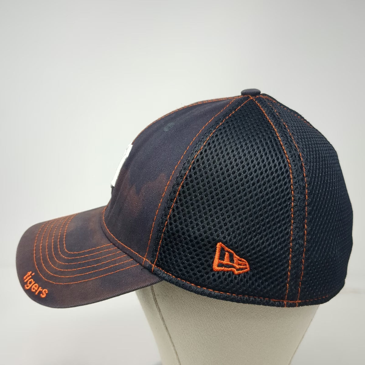 Detroit Tigers MLB New Era Baseball Cap Blue Orange White XL Mesh Back Stretch