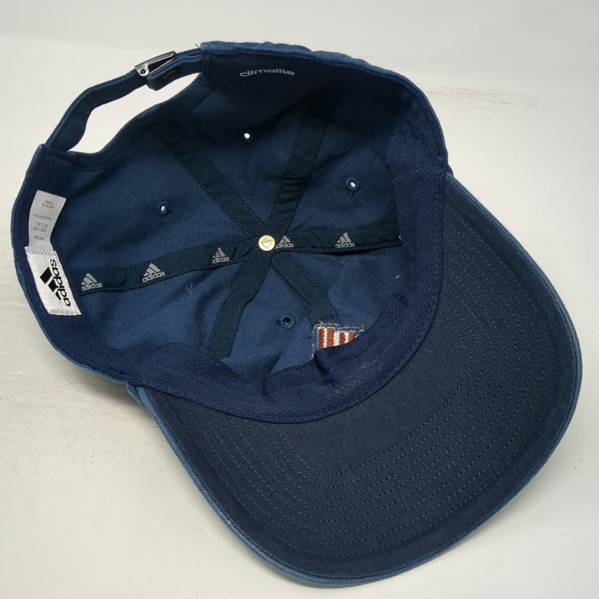 Adidas Baseball Cap Blue One Size Embroidered Logo Slideback Cotton Hat Strap