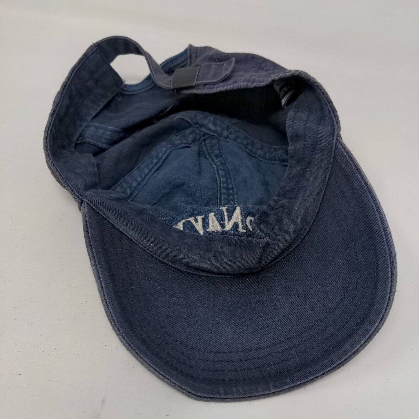 Old Navy Slideback Hat Blue M/L Adjustable Embroidered Vented Holes 6 Panel