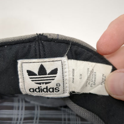 Adidas Gray Army Cap M Trefoil Logo Flexfit Elastic Cotton Military Cadet Hat