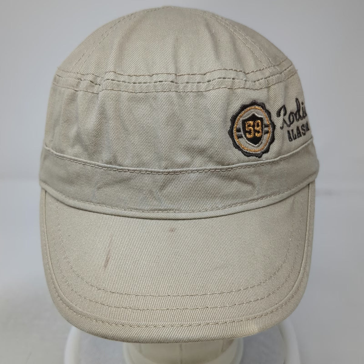 Ouray Army Cap Beige One Size Kodiak Alaska Strapback Cotton Hat Shield 59