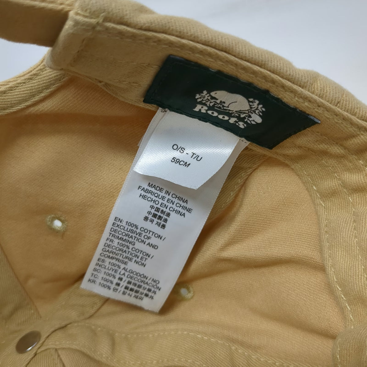 Roots Baseball Cap Beige One Size Embroidered Loon Bird Cotton Slideback Hat