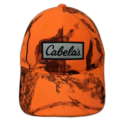 Cabela's Baseball Cap Orange One Size Camo Zonz Woodlands Strapback Hunting Hat