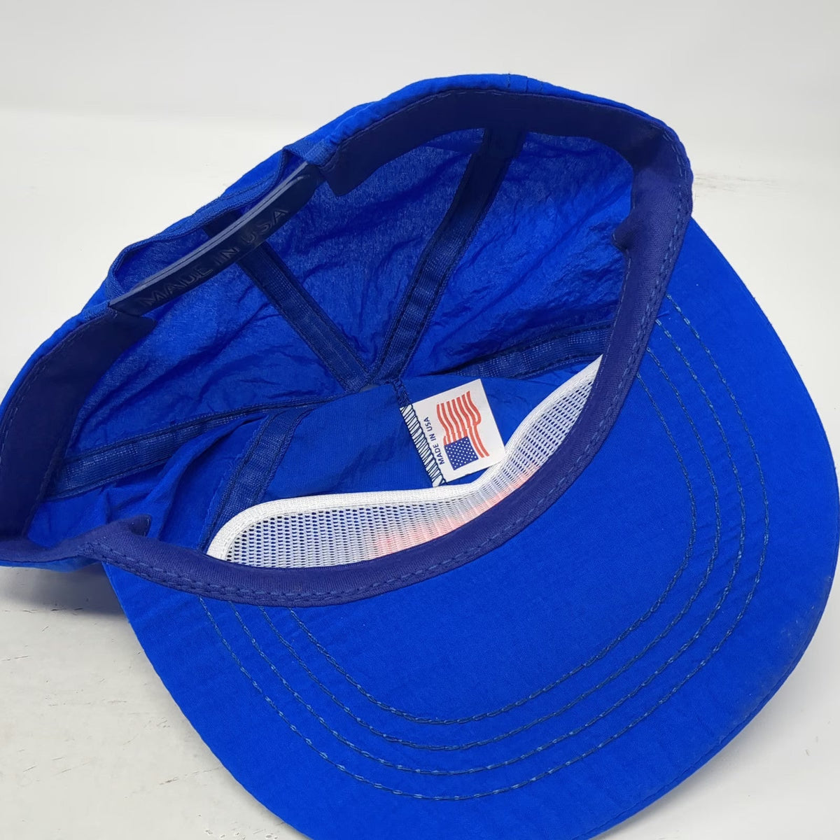 5 Panel Blue Hat Team Lenox Nylon Snapback Made USA Embroidered Cap Vintage