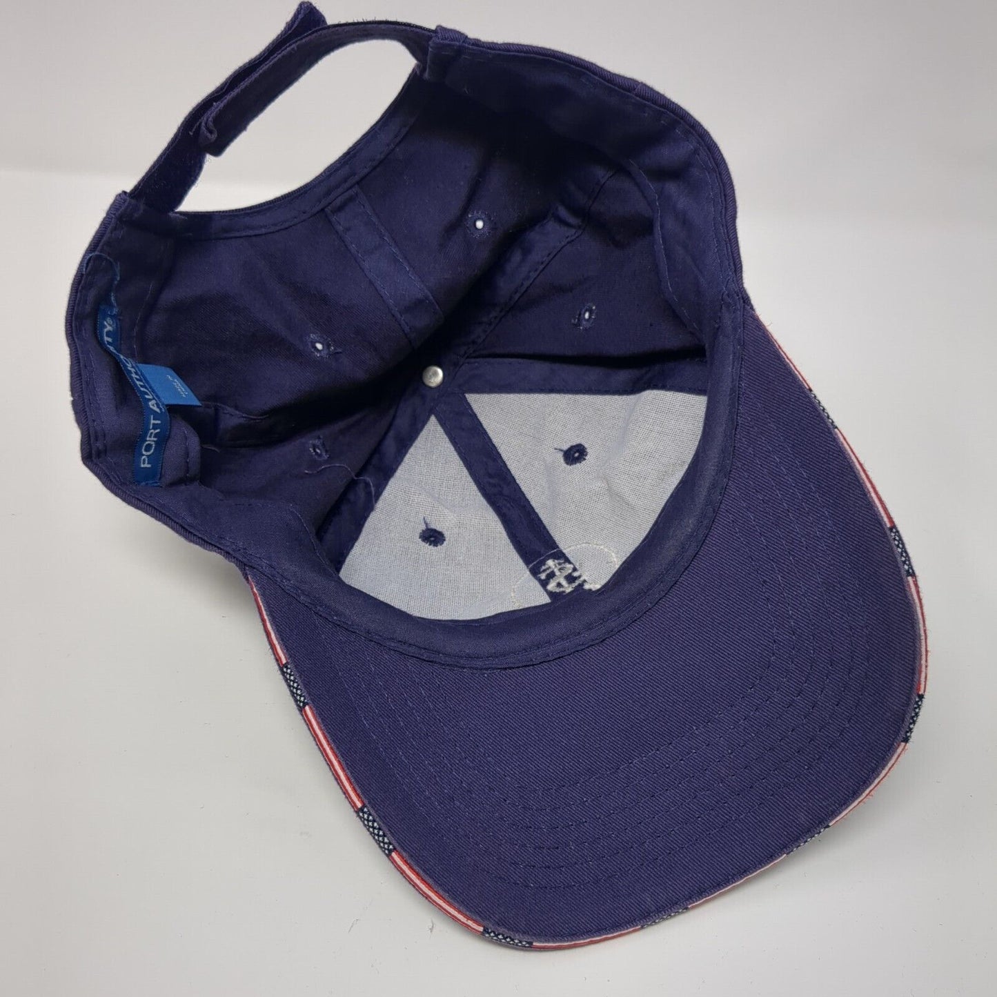 Port Authority Strapback Hat Blue OS Adjustable Embroidered Patriotic Cotton