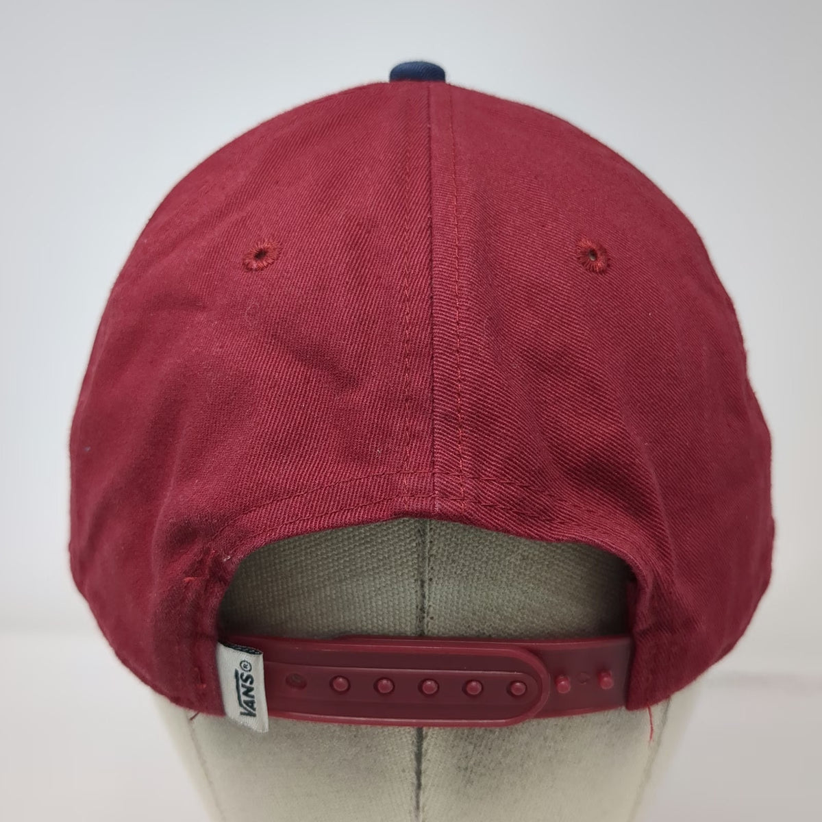 Vans Snapback Red Blue One Size Structured Flat Brim Logo Embroidered Skate Hat