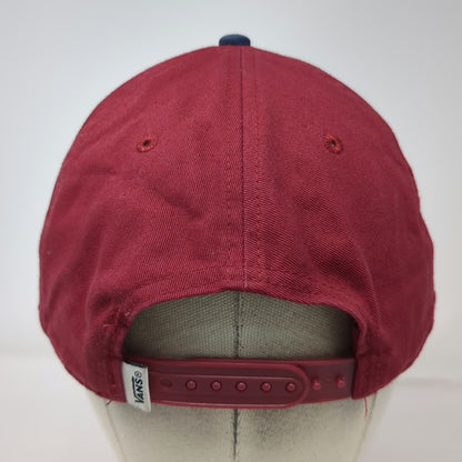 Vans Snapback Red Blue One Size Structured Flat Brim Logo Embroidered Skate Hat