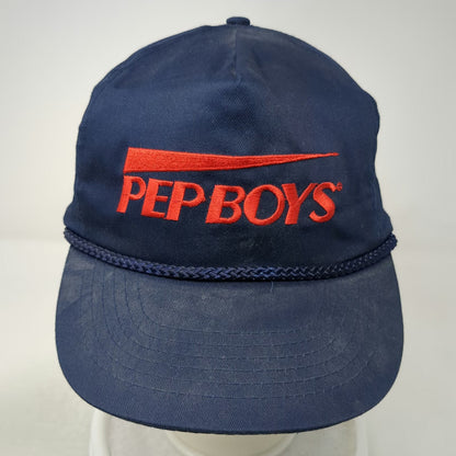 Pep Boys 5 Panel Blue One Size Snapback Rope Brim Hat Automotive Parts Service