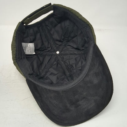 Green Black Baseball Cap One Size Quilted Polyester Suede Brim Strapback Hat