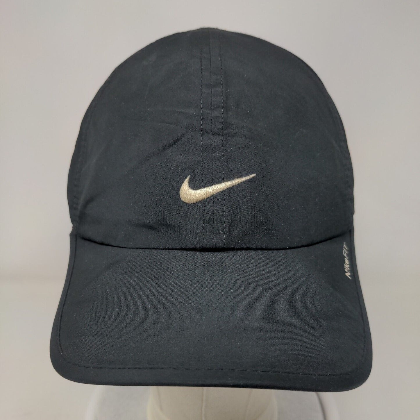 Nike Fit Strapback Hat Black One Size Adjustable Embroidered Swoosh Logo