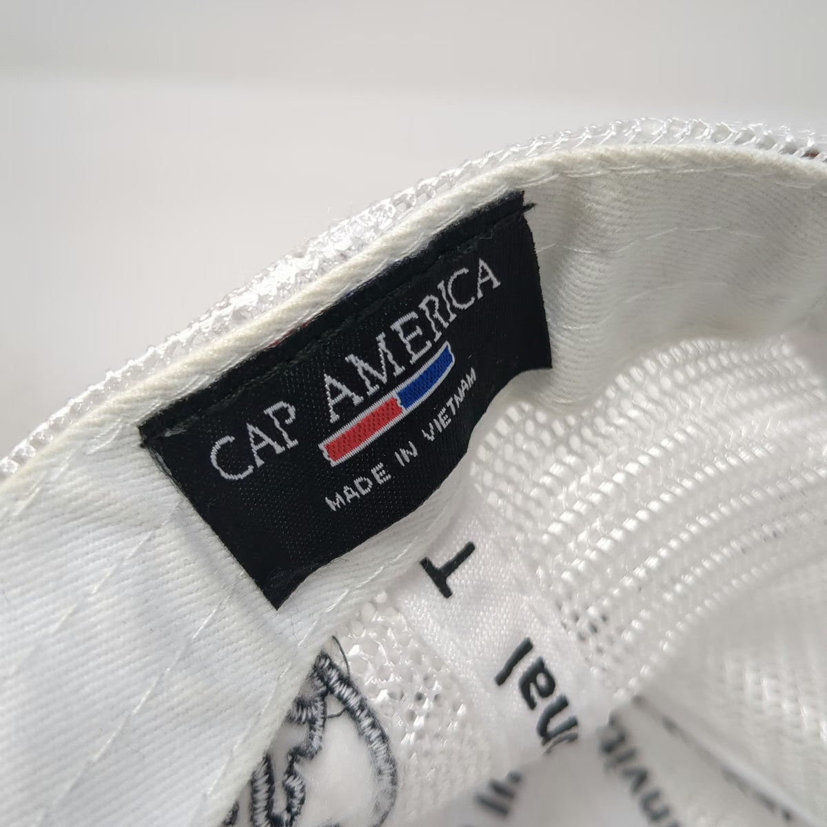 Cap America Trucker Hat White Black One Size BFI Bob Feist Invitational Roping