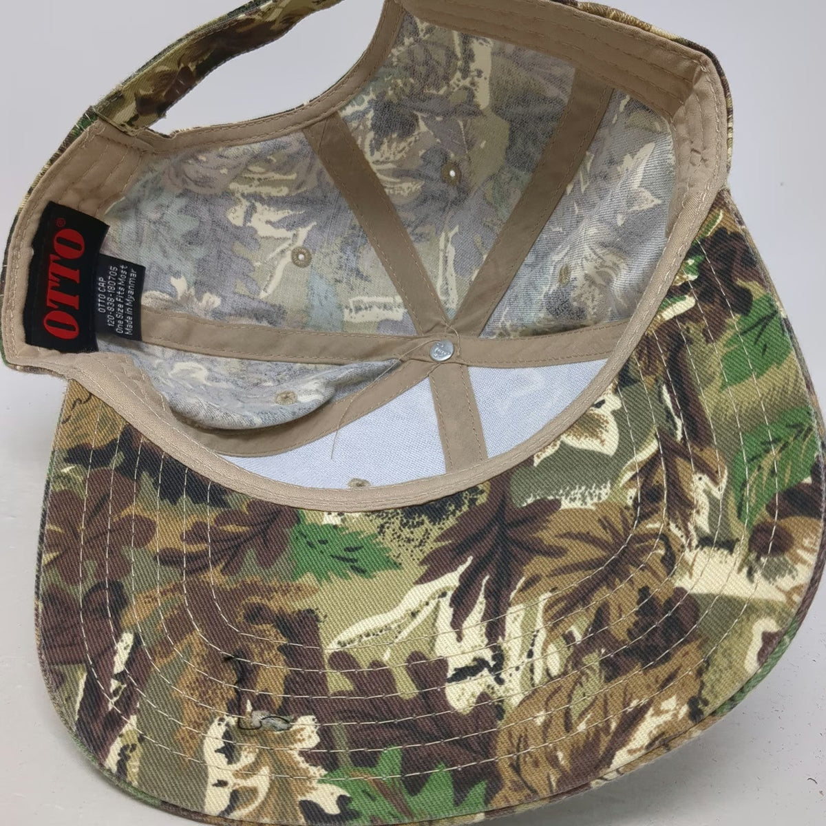 Otto Baseball Cap Green Camo One Size Embroidered Laurel Wreath Leaf Hat 1998