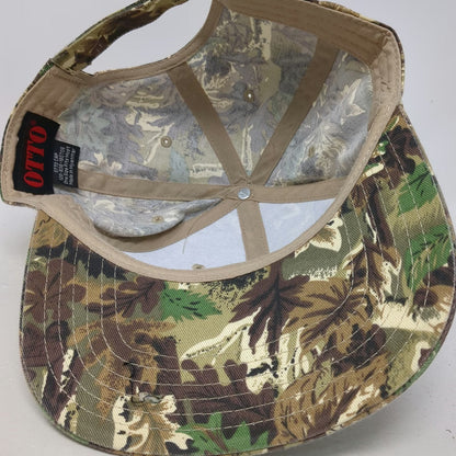Otto Baseball Cap Green Camo One Size Embroidered Laurel Wreath Leaf Hat 1998