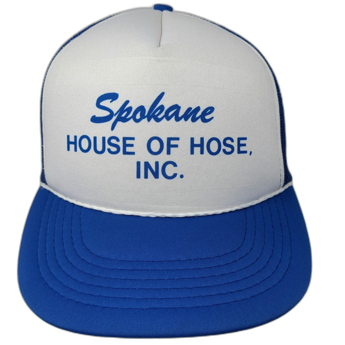 Spokane House Of Hose Inc Blue Trucker Hat One Size Snapback Mesh Foam Rope