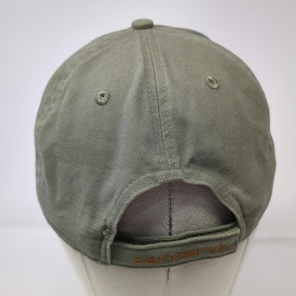 Carhartt Baseball Cap Green One Size Canvas Leather Patch Adjustable Strap Hat