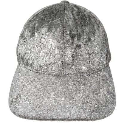 C.C Baseball Cap Gray One Size Crushed Velvet Metallic Strapback Curved Brim Hat