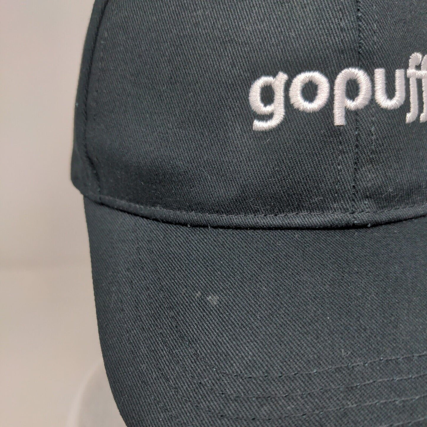Go Puff Slideback Hat Black One Size Adjustable Embroidered Vented Holes 6 Panel
