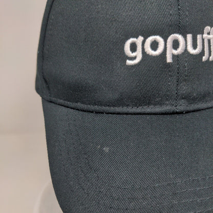 Go Puff Slideback Hat Black One Size Adjustable Embroidered Vented Holes 6 Panel