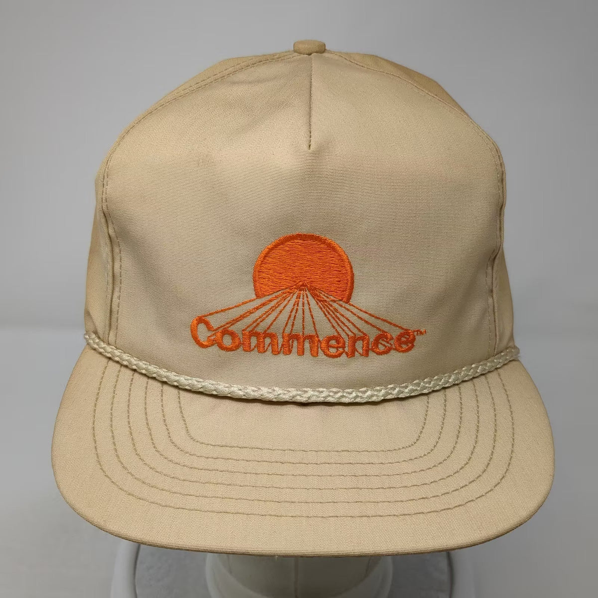 The Executive Line Commence Sun Rope Detail Trucker Hat Brown OS Cap USA Vintage
