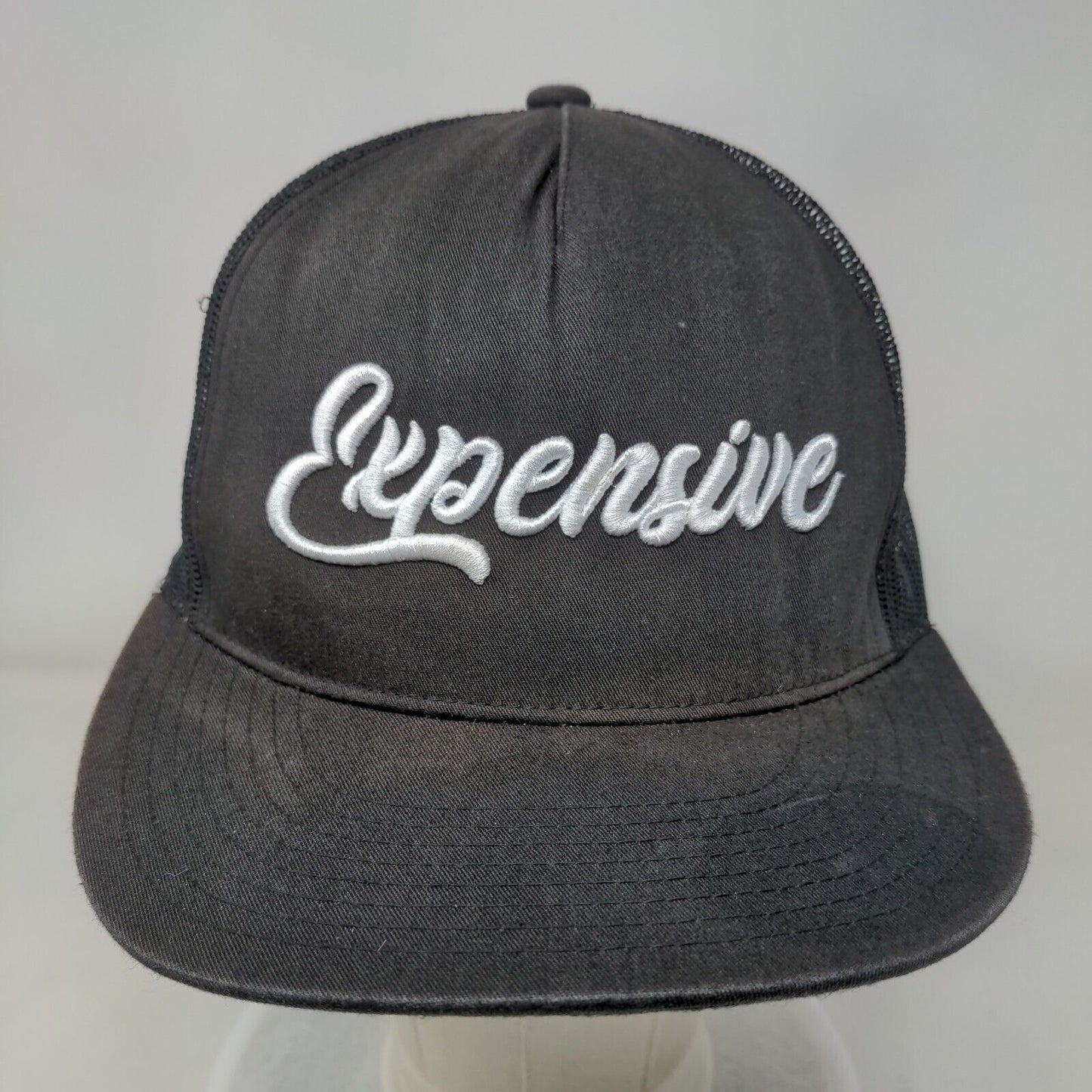 Expensive Snapback Mesh Back Trucker Hat Black One Size Embroidered