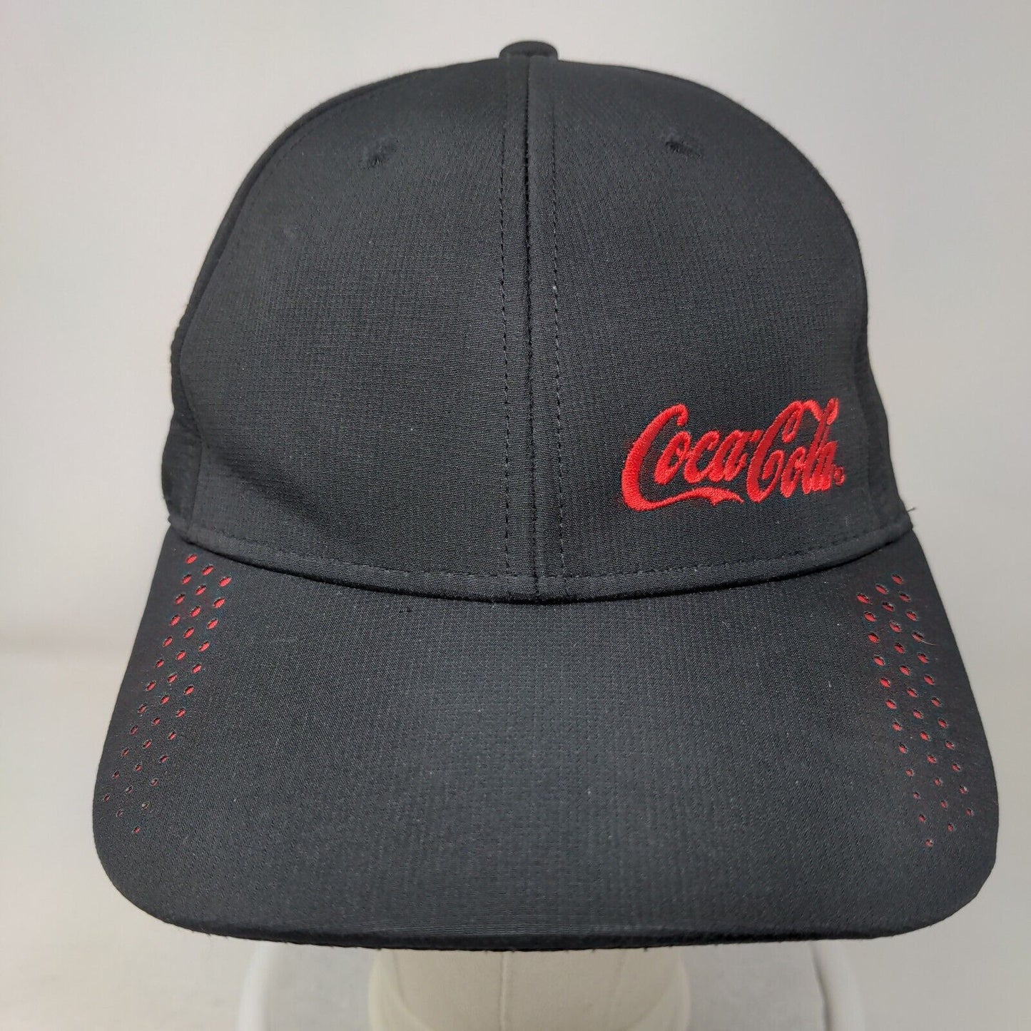 Coca-Cola Strapback Hat Black OSFM Adjustable Embroidered Moisture Wicking UV