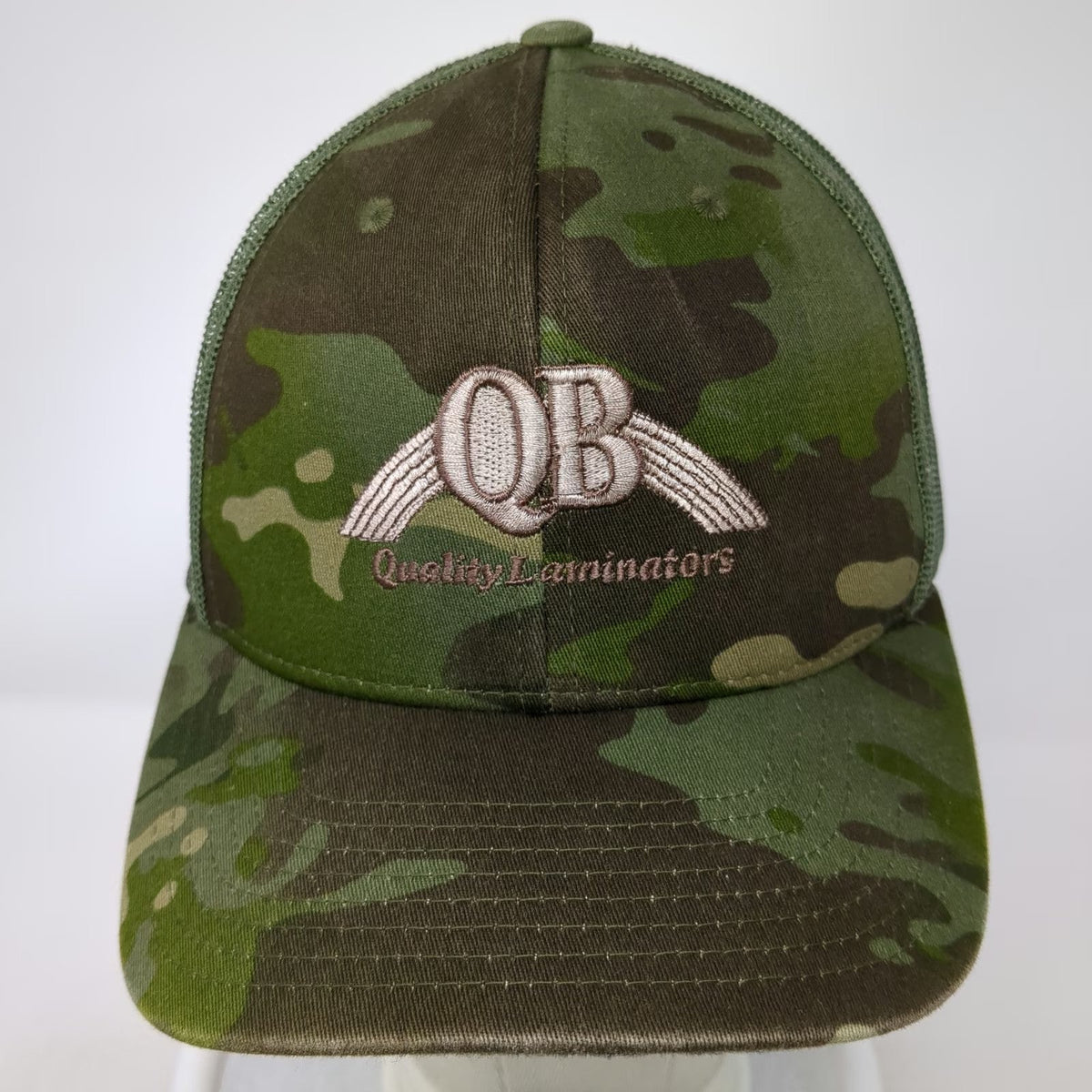 Yupoong Trucker Hat Green Camo One Size Mesh Snapback Quality Laminators