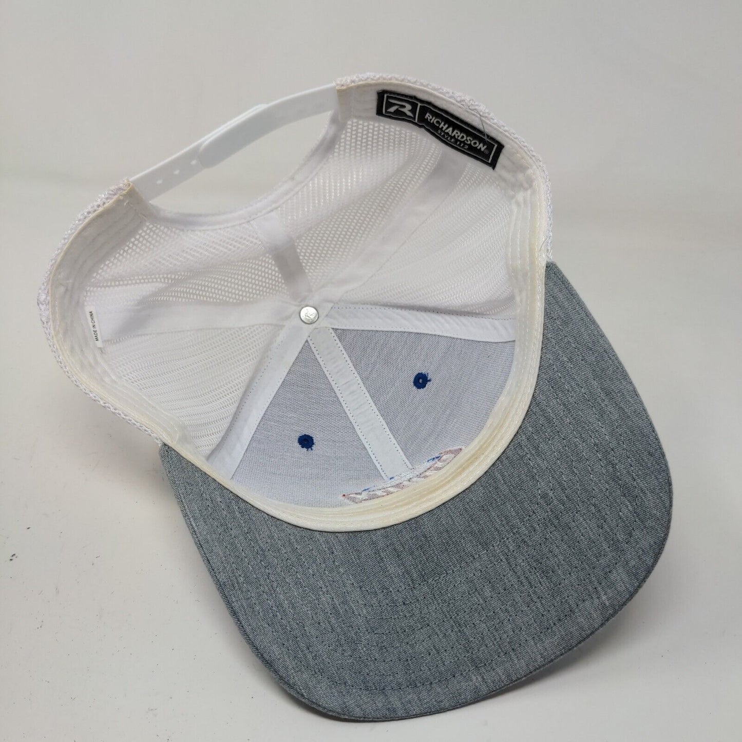 Richardson Men's Snapback Mesh Back Hat Blue Gray Embroidered Utility Logo