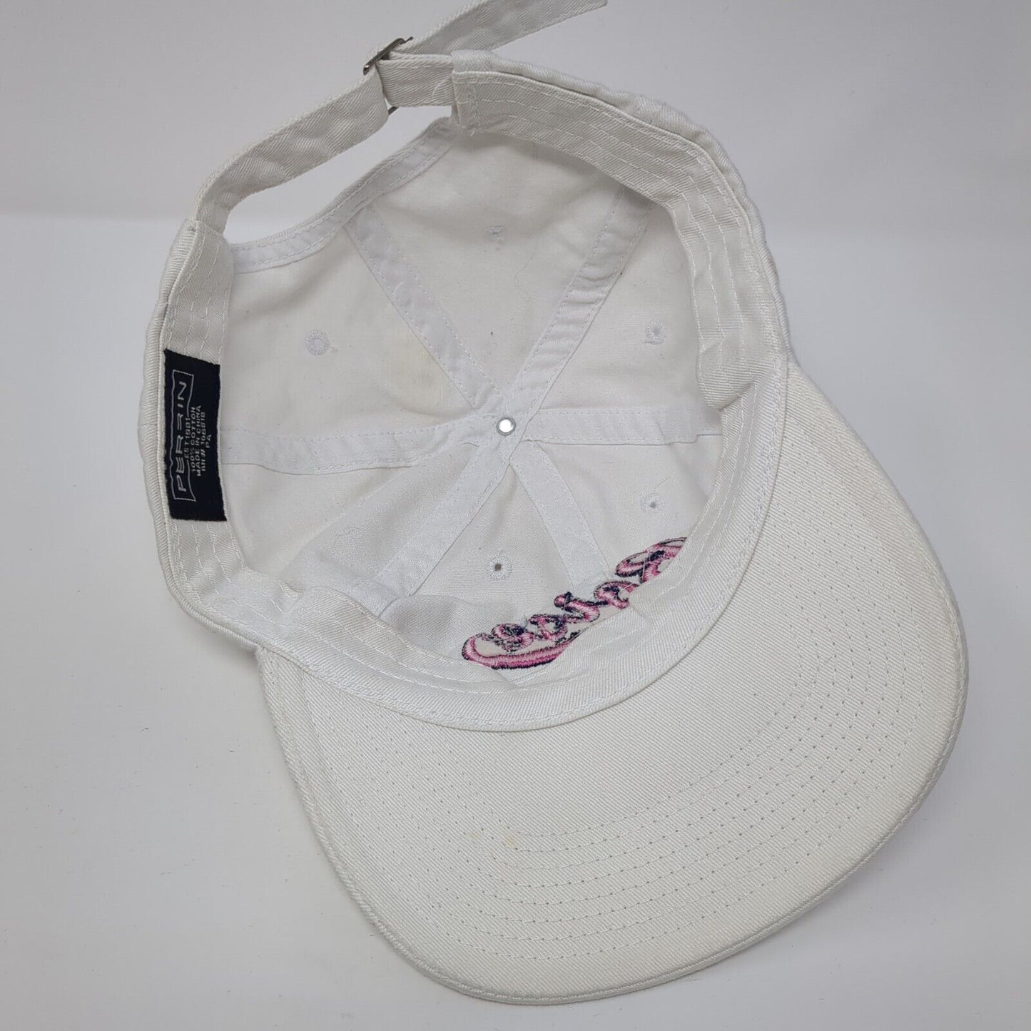 Boise Slideback Hat White One Size Adjustable Embroidered 6 Panel Perrin Cotton