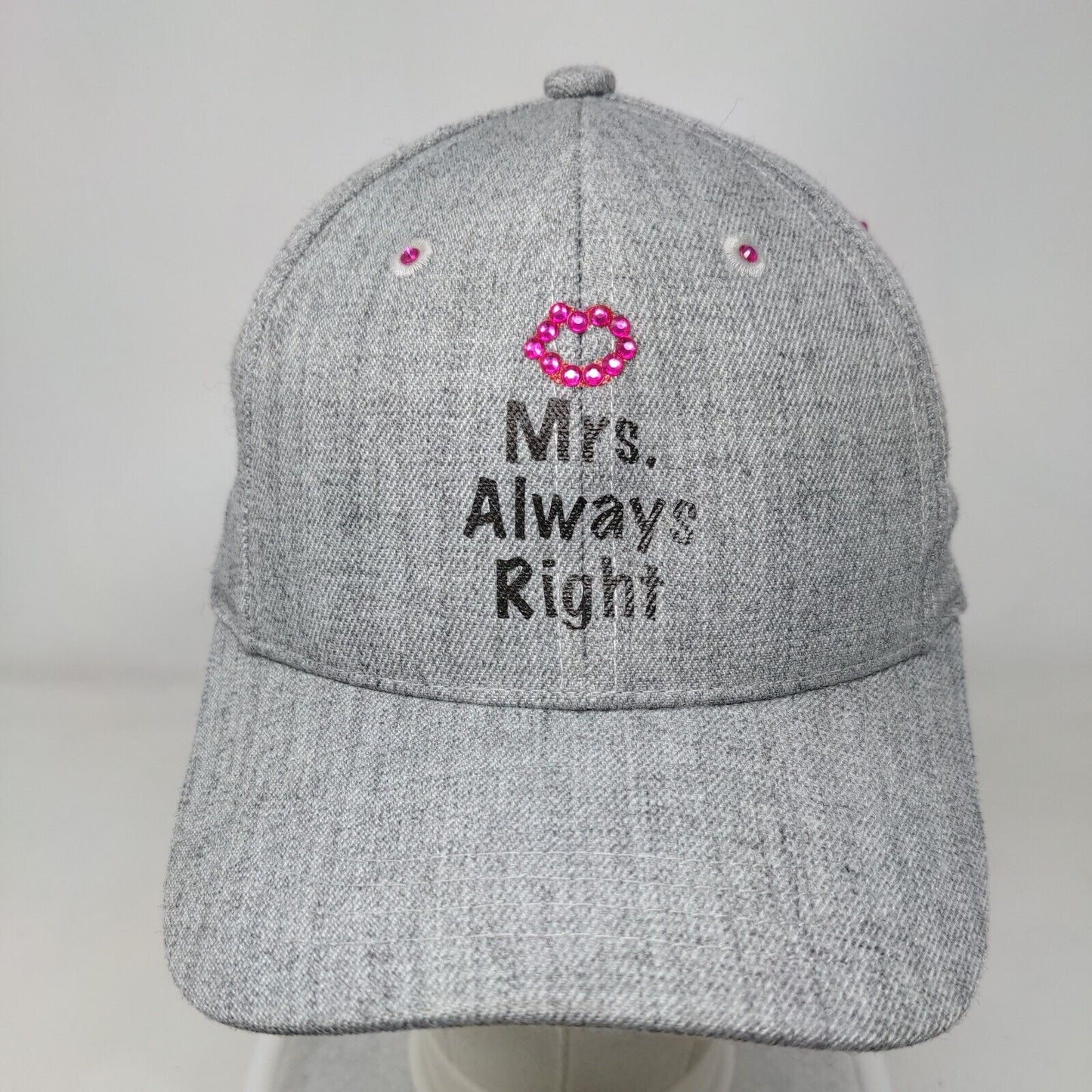 Mrs. Always Right Snapback Hat Gray One Size Rhinestone Three In 6 Panel