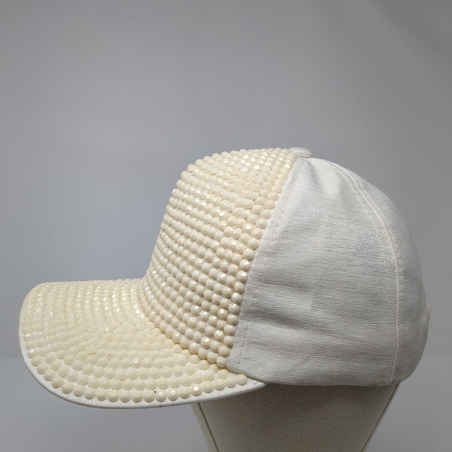 Jovie Snapback Hat White One Size Adjustable Rhinestone Bling Shiny