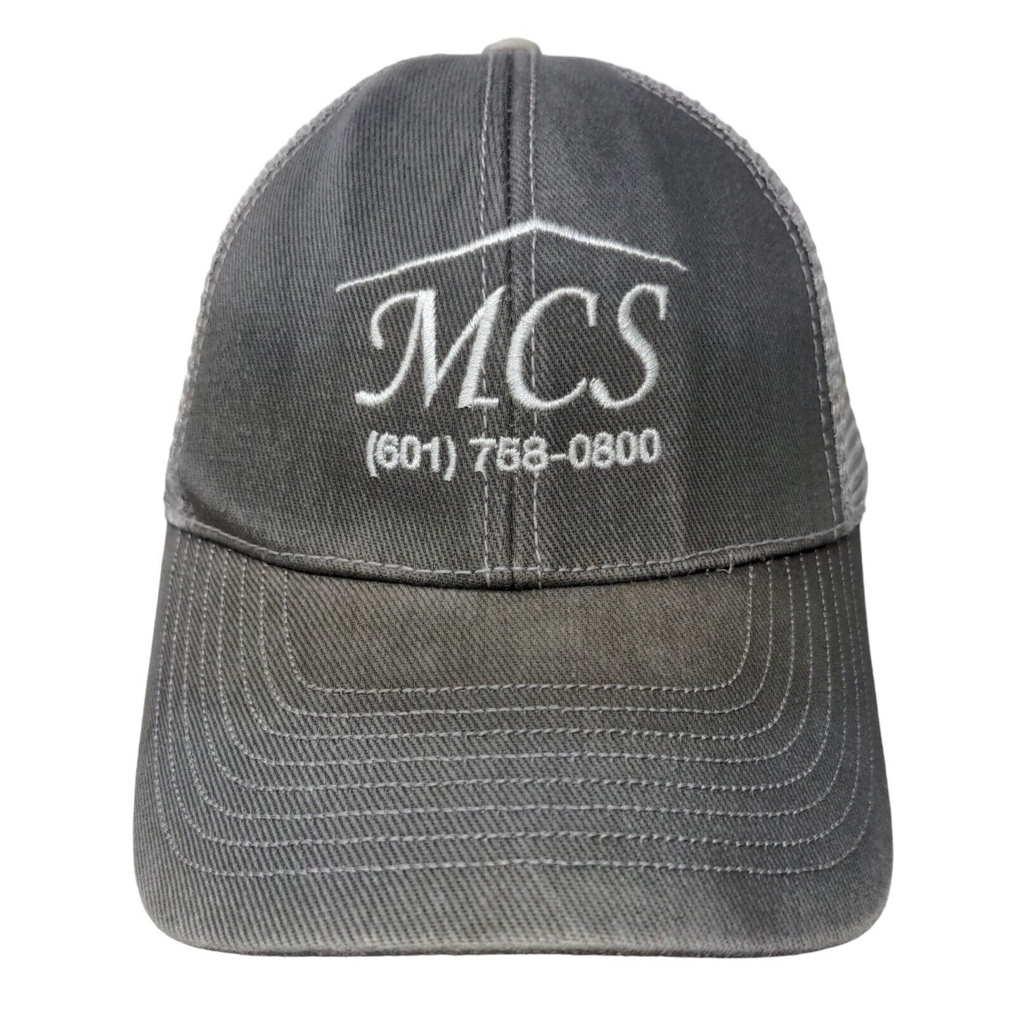 MCS (601) 758-0800 Snapback Trucker Hat Gray OSFA Adjustable Mesh Back