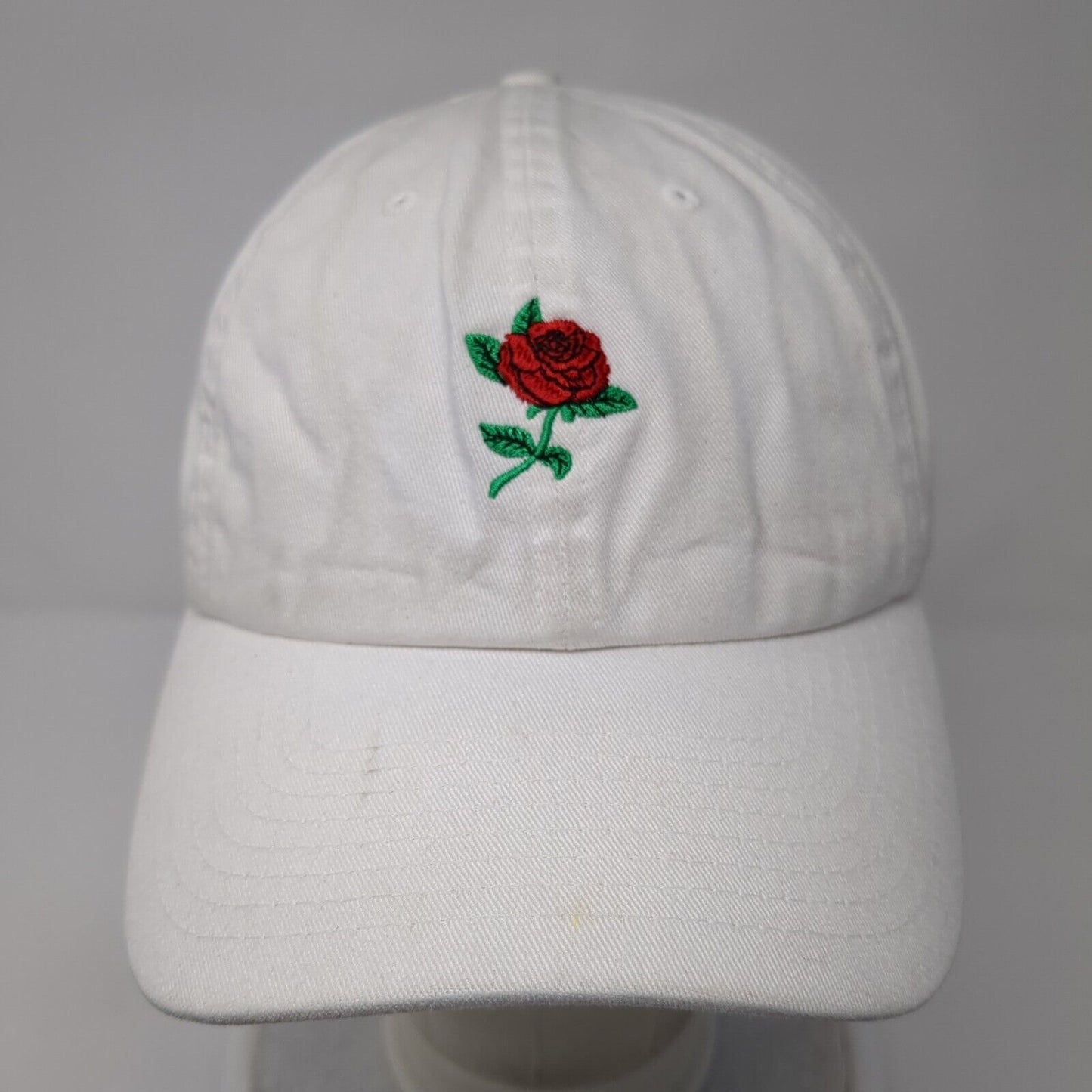 Rose Slideback Hat White One Size Adjustable Embroidered KB ETHOS Vintage