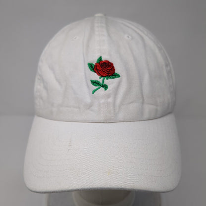 Rose Slideback Hat White One Size Adjustable Embroidered KB ETHOS Vintage