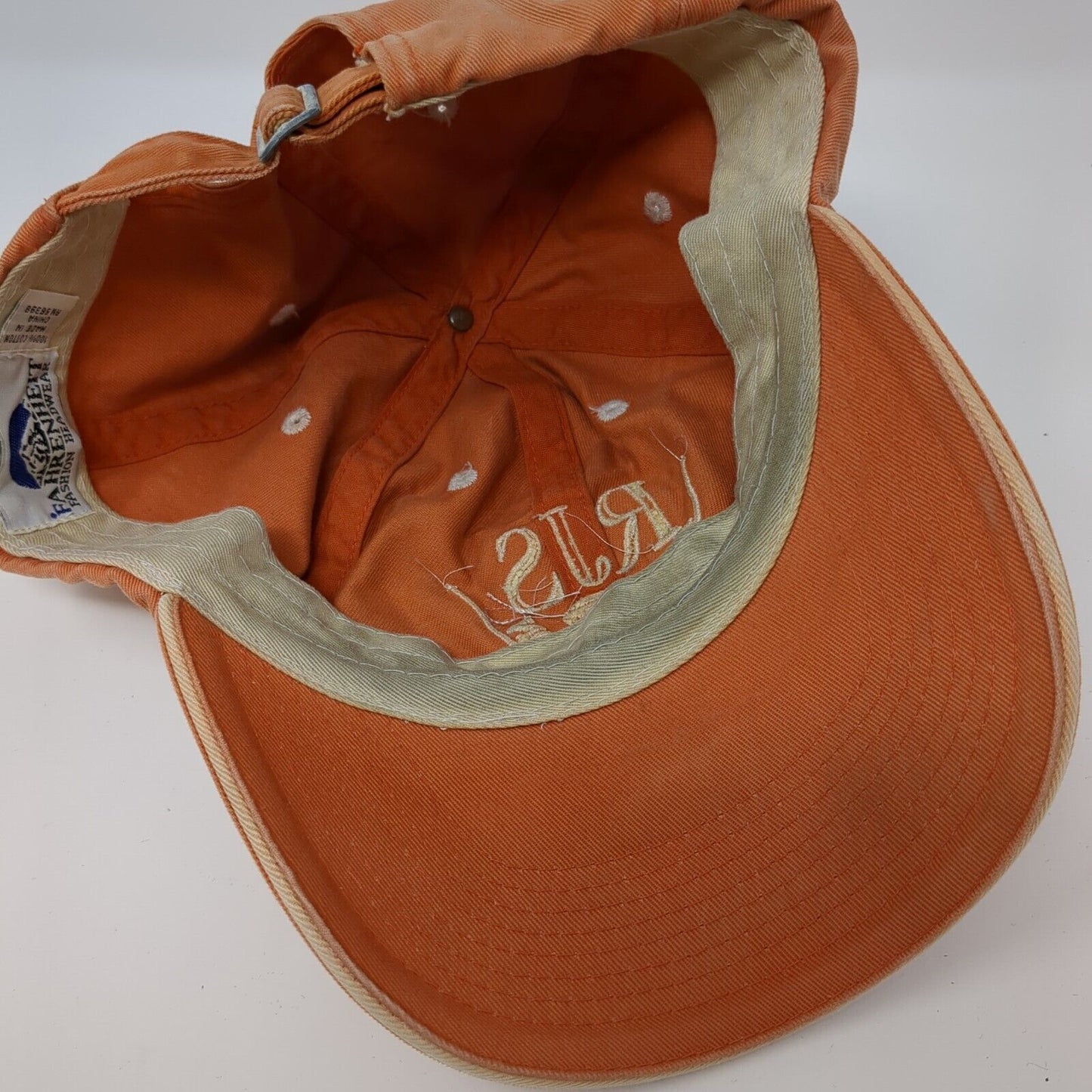 RJS Foundation Slideback Hat Orange One Size Embroidered Fahrenheit