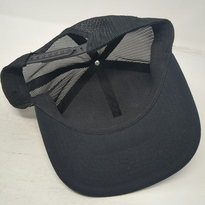 HAKA Trucker Hat Black One Size Leather Patch Fox Island WA Mesh Snapback Hat