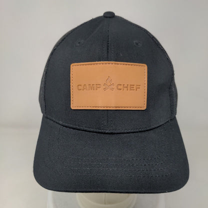 Camp Chef Leather Patch Snapback Trucker Hat Black OSFA Mesh Back