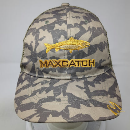 Maxcatch Trucker Hat Gray Camo Fish Logo One Size Snapback Mesh Fishing Outdoor